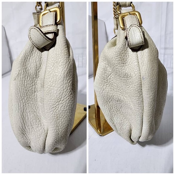 Authentic Prada Cervo Lux Shimmer Hobo Bag Off-White - Picture 8 of 16